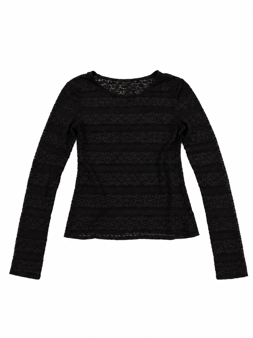 Black Lace Long-Sleeve Women's Top